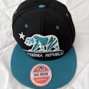 California Republic Cali Caps Black/Teal SnapBack